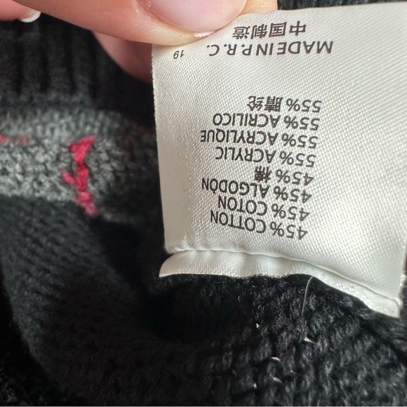 Brandy Melville Argyle Sweater Black Gray Red Academia Preppy One Size (Small) - Picture 8 of 10